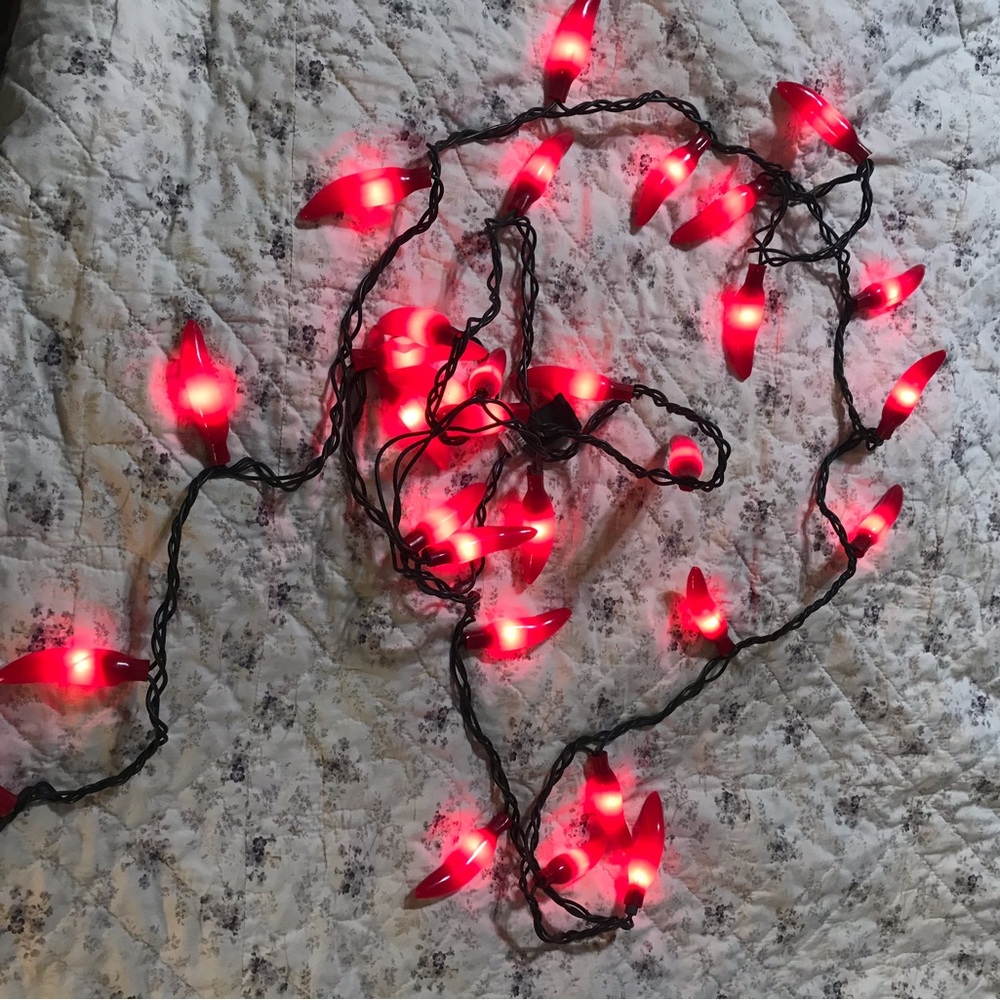 One strand of chili Pepper molded party lights.
